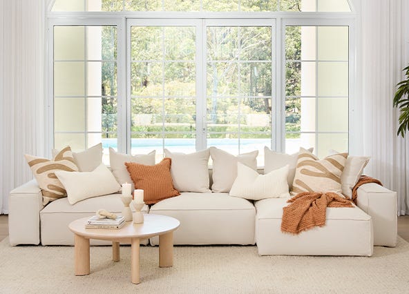 Oasis 4 Seat Chaise Sofa Front Up Close