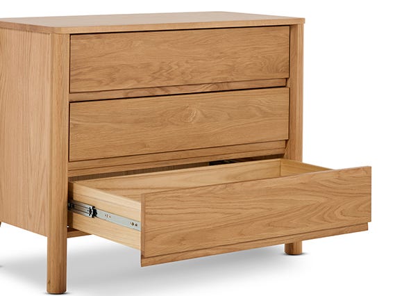 Ollie Chest of 3 Drawers Oak Open Storage