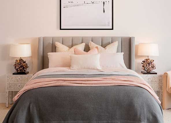 Serenity Wide Queen Headboard Cloud Grey Style Shoot