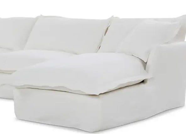 Toorak Right Chaise Sofa White Chaise Up Close