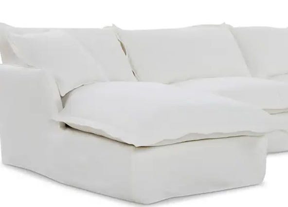 Toorak Left Chaise Sofa White Chaise Up Close