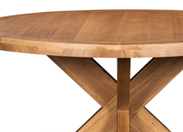 Galaxy Round Dining Table Oak Top Up Close