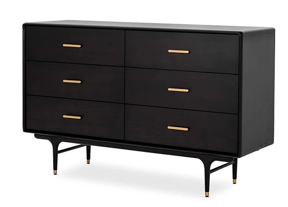 Manhattan 6 Drawer Dresser Black Angle