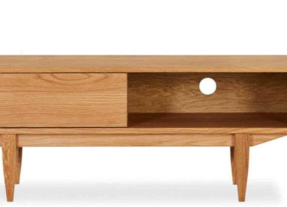 Markus TV Unit 120 Oak Storage Up Close