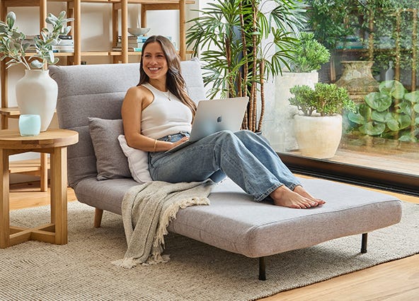 Bishop Armchair Sofabed Dream Grey Opened Style Shoot