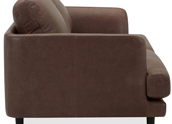 Alice Leather 2 Seat Sofa Phoenix Coffee Arms Up Close