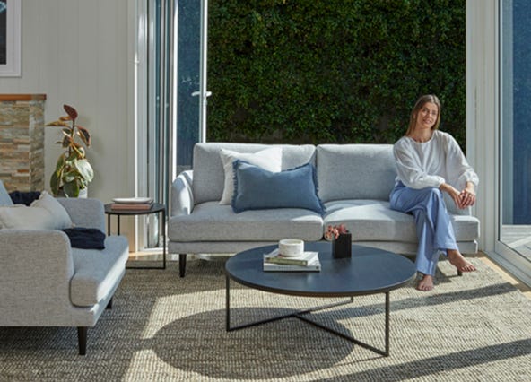 Alice 3 Seat Sofa Grey Front Style Shoot
