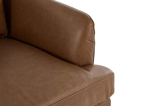 Alice Leather Ottoman Phoenix Brown Seating Corner Up Close