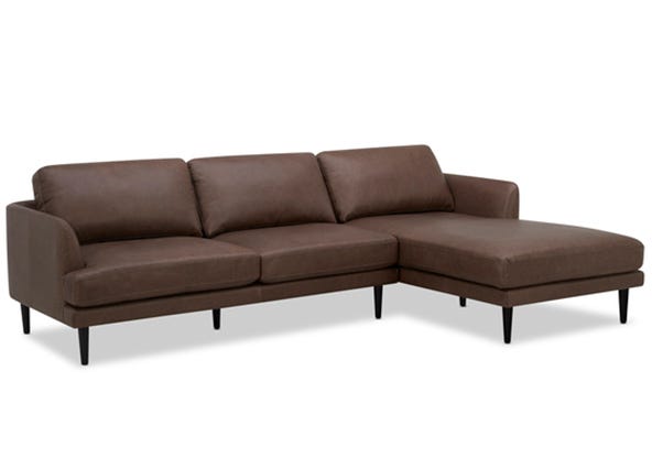 Alice Leather Right Chaise Sofa Phoenix Coffee Angle