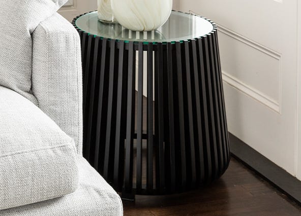 Aurora Side Table Wood Up Close Style Shoot
