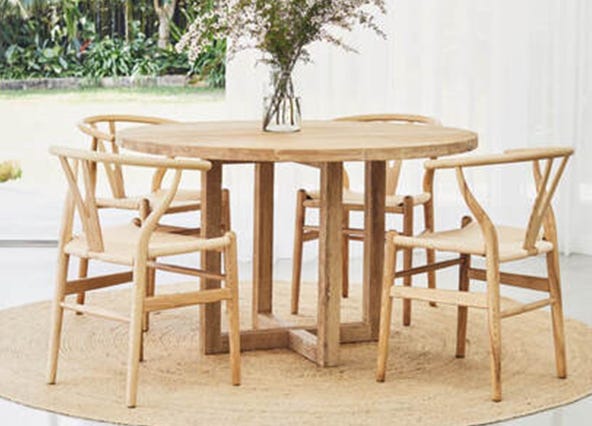 Bronte Round Dining Table Top 150cm Brushed Oak Style Shoot