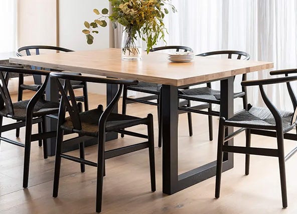 Bronte Natural Dining Table 150 Black Leg Style Shoot