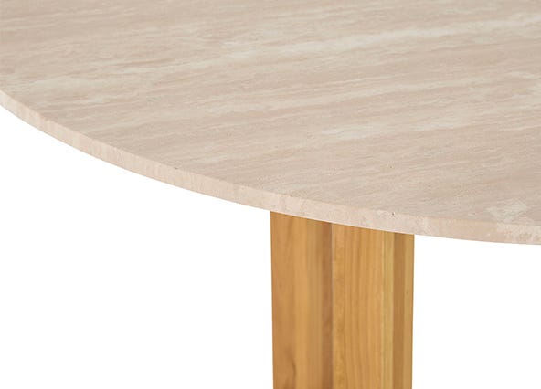 Bronte Round Dining Table 130 Travertine Top Up Close