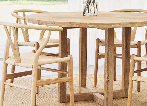 Bronte Round Dining Table Top 150cm Brushed Oak Side Style Shoot
