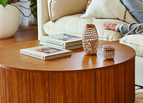 Catalina Round Coffee Table Lower Up Close Style Shoot