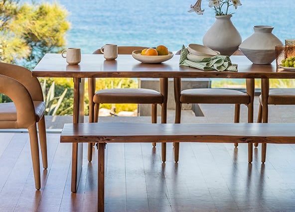 Dakota Dining Table Block Teak Front Style Shoot