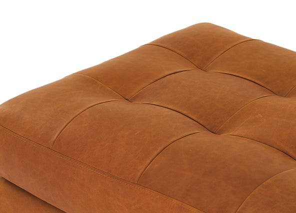 Draper Leather Ottoman Angle Seating Up Close