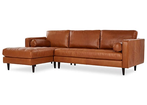 Draper Lefthand Chaise Sofa Ranch Tan Angle