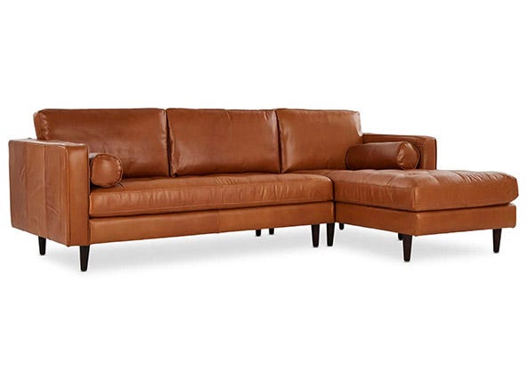 Draper Right Hand Chaise Sofa Ranch Tan Angle