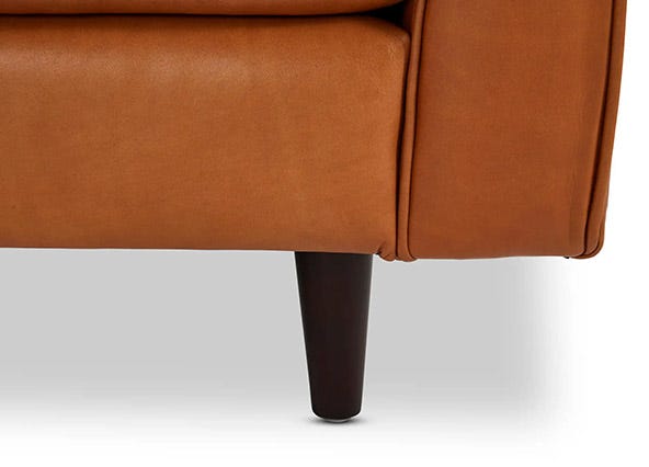 Draper Lefthand Chaise Sofa Ranch Tan Leg Up Close