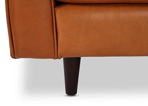 Draper Right Hand Chaise Sofa Ranch Tan Leg Up Close