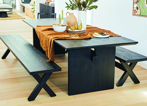 Dakota Block Dining Table Black Style Shoot