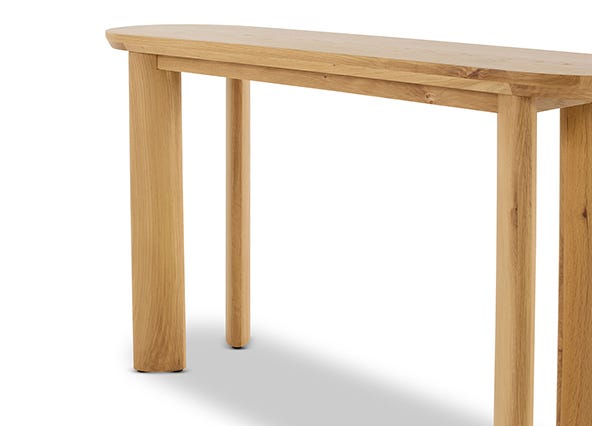 Graze Console Table Oak Angle Leg Up Close
