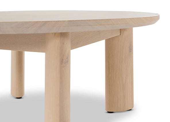 Graze Round Coffee Table White Wash Legs Up Close