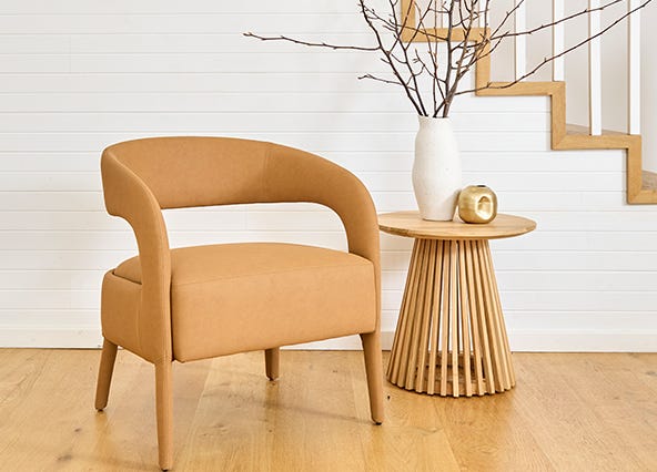 Helena Accent Chair Butterscotch Angle Style Shoot