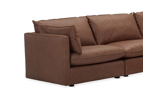Loft Mini Leather Right Corner Sofa Phoenix Saddle Arm Up Close