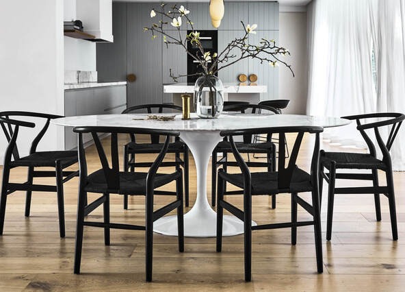 Clover Marble Dining Table Oval 200cm Style Shoot