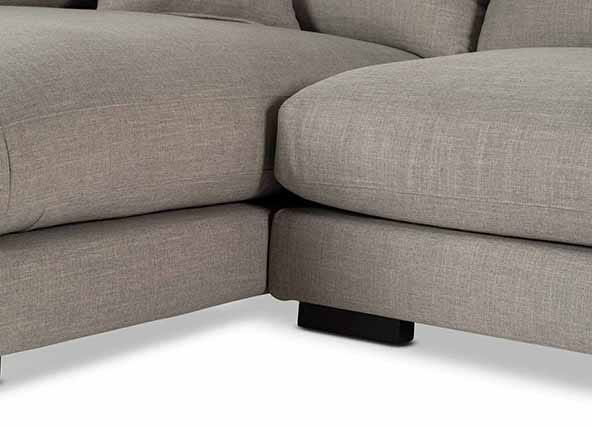 Long Beach Mini LH Sofa Belleveau Cement Legs Up Close