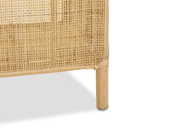 Maya Natural Bookshelf Rattan Feet Up Close