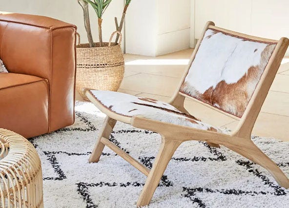 Tobago Armchair Brown and White Lifestyle Shoot Angle Left