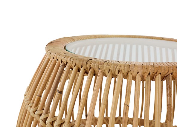 Tovia Rattan Side Table Legs Up Close