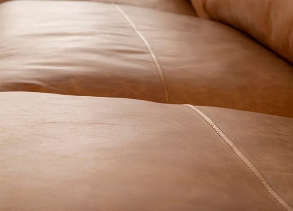 Urban Leather Left Chaise Lounge Phoenix Tan Cushions Up Close