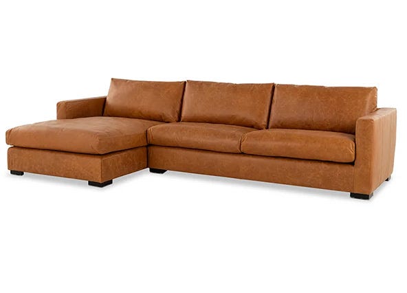 Urban Leather Left Chaise Lounge Phoenix Tan Angle