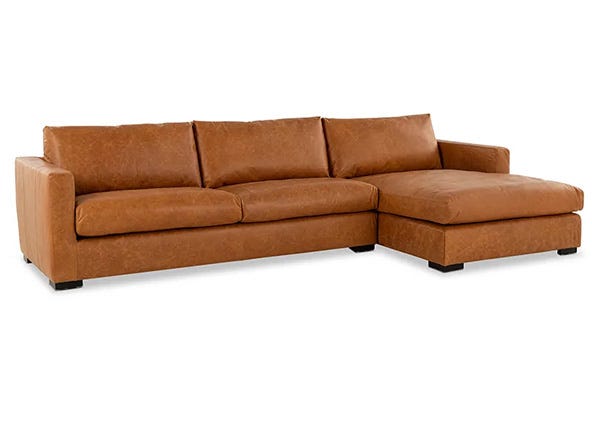 Urban Leather Right Chaise Lounge Phoenix Tan Angle