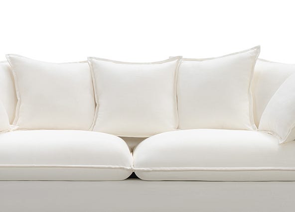 Venice 3 Seat Sofa White Cushions Up Close