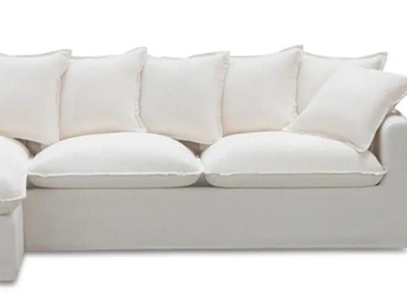 Venice Left Hand Chaise White Cushions Up Close