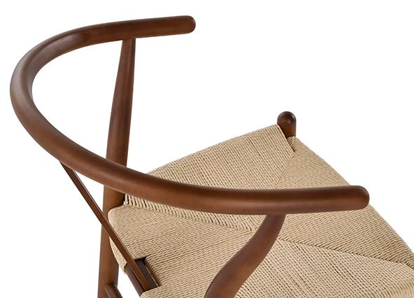 Wishbone Dining Chair Brown Back Up Close