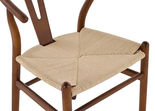 Wishbone Dining Chair Brown Seating Top View