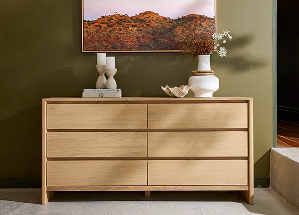 Hallie 6 Chest of Drawers Oak Lifestyle Shoot