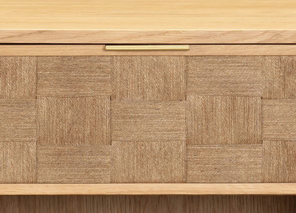 Rio Bedside Table Natural Front Rope Up Close 